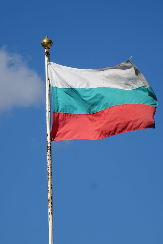 The Flag of Bulgaria on a Flag Pole